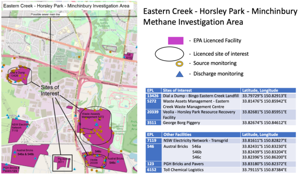 Map of the facilities surveyed (page 4 of the report)