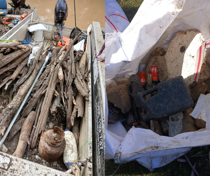 Figures 8 and 9 – Woody and human-made debris removed from Raft 1, Warren