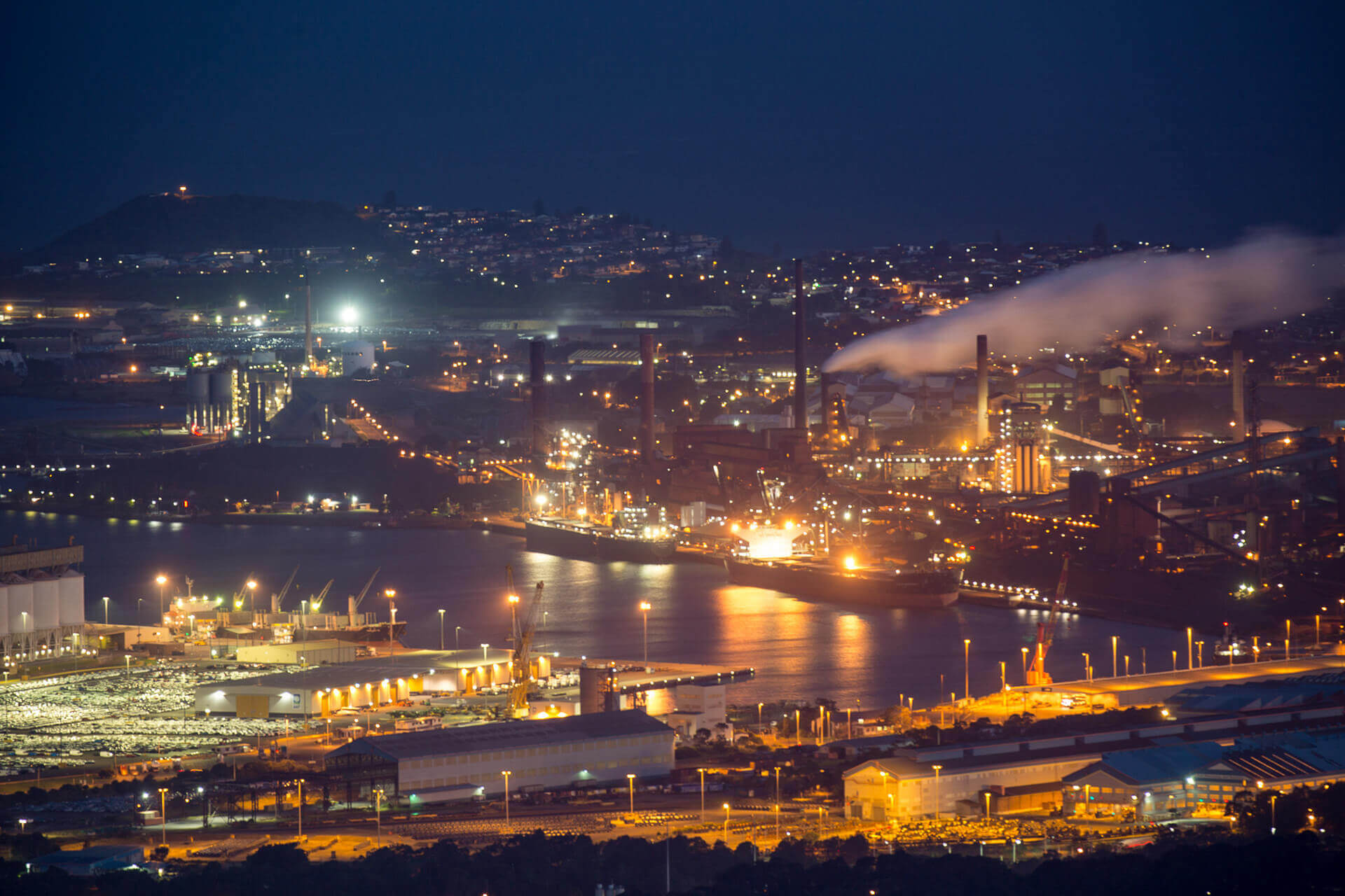 Port Kembla steelworks at night