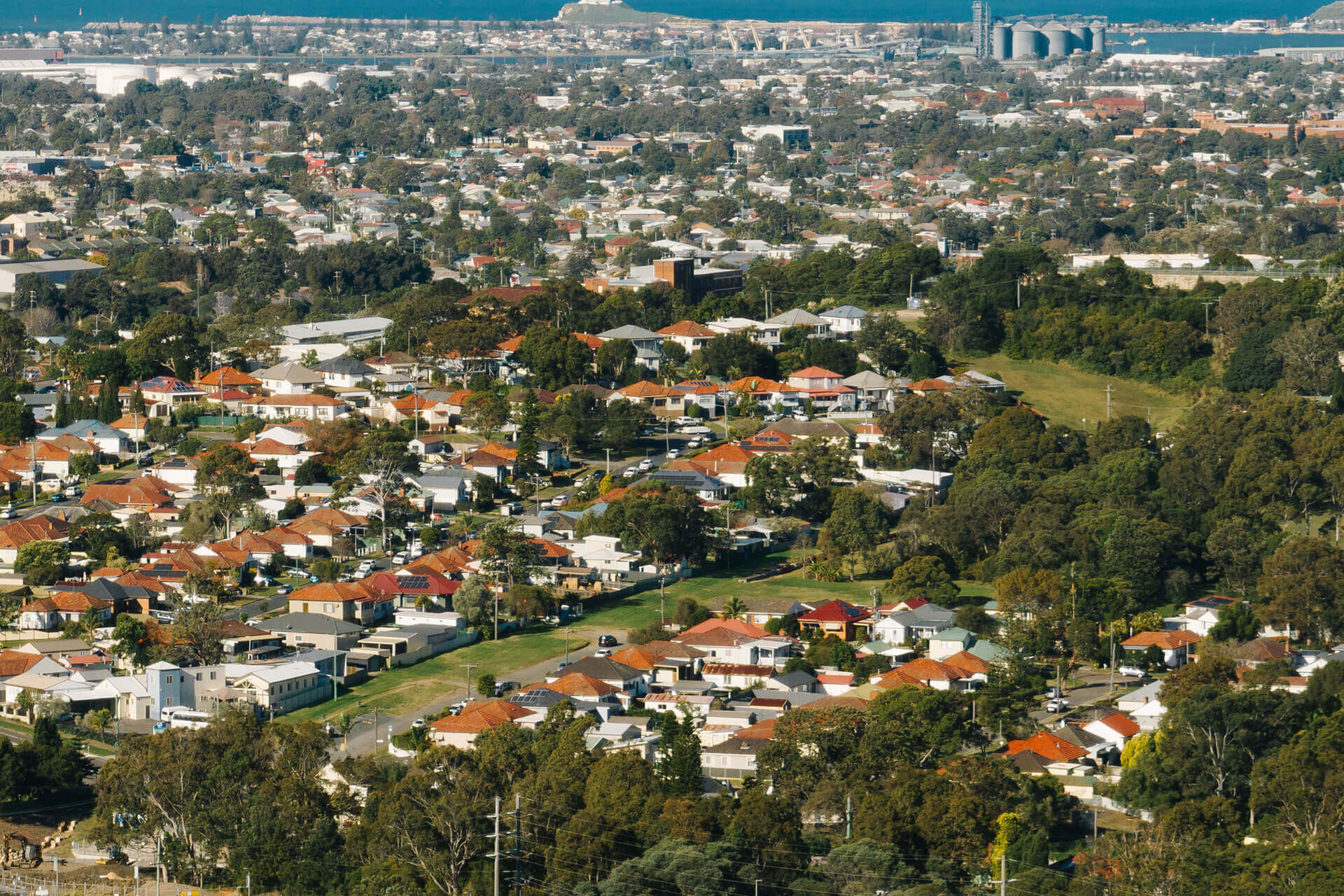 Aerial view of Newcastle residential area