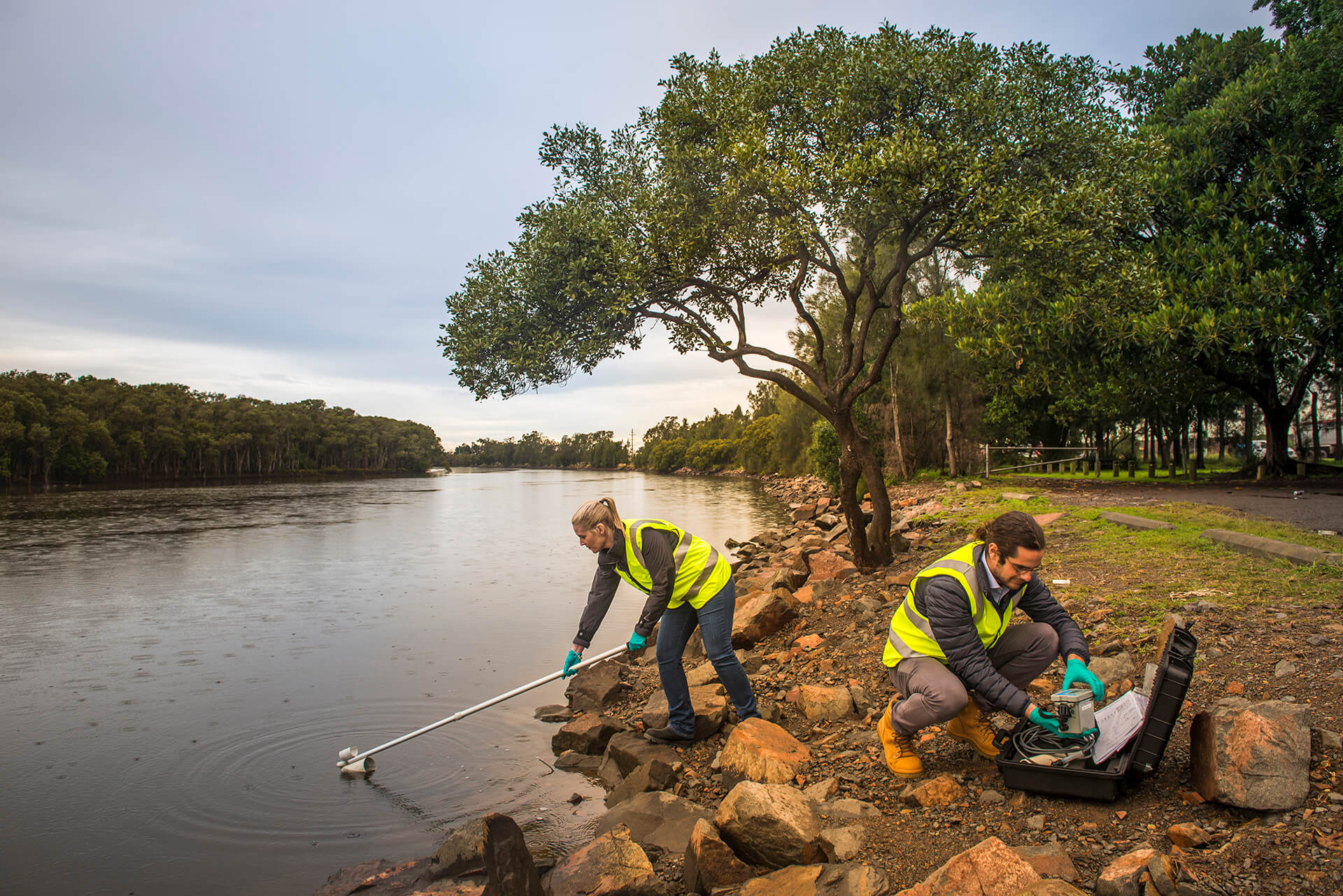 EPA officers collecting water samples