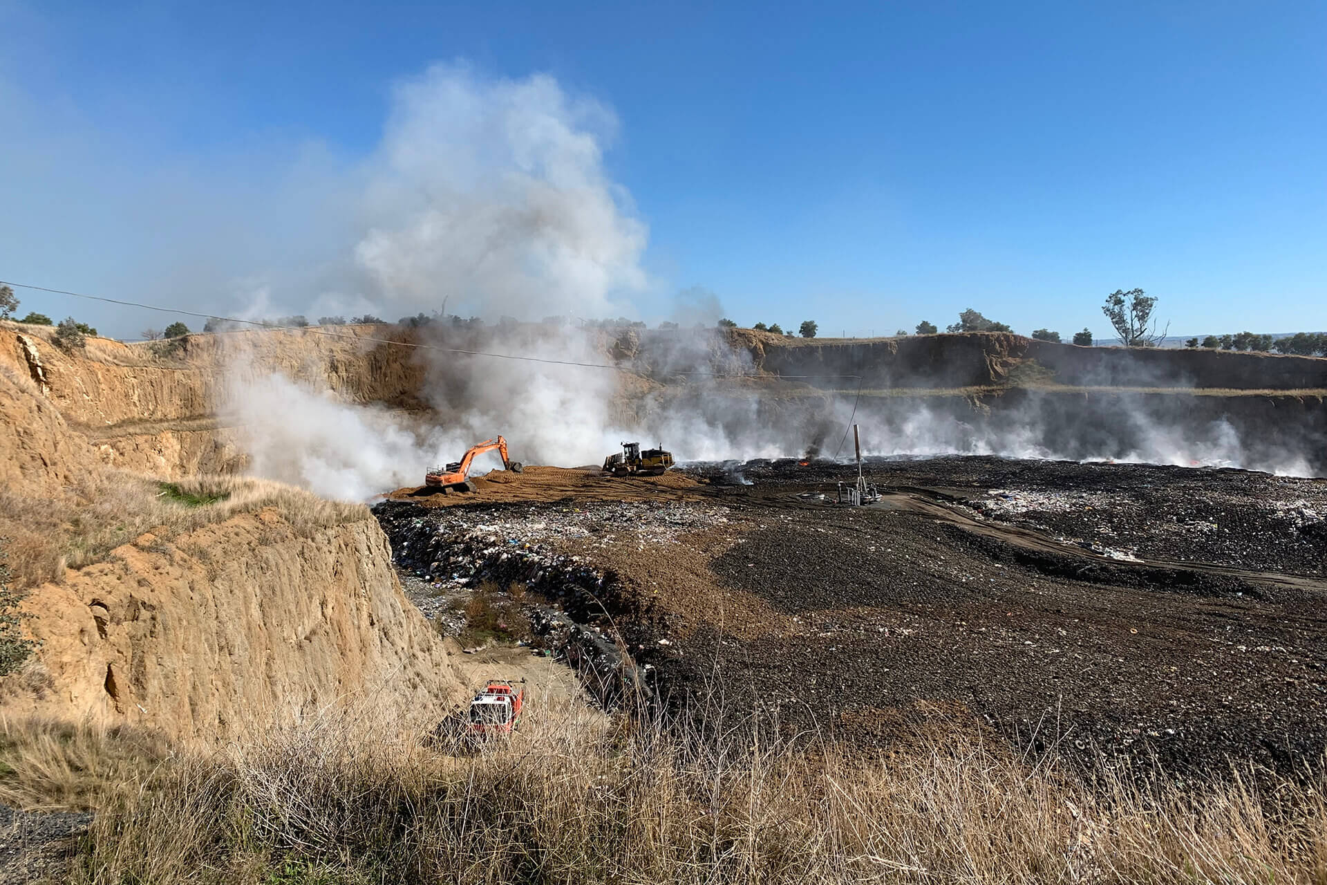 Fumes from a fire at Bald Hill quarry's landfill in Jugiong