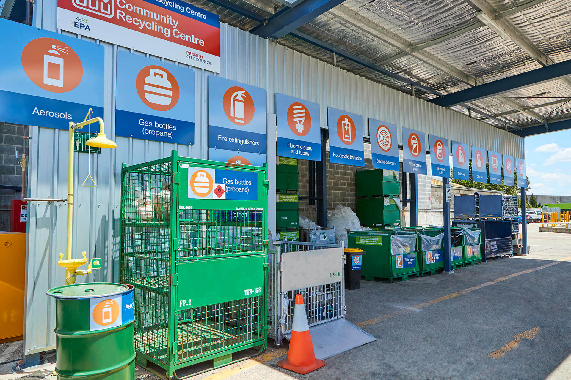 Bins and sections of Community Recycling Centre