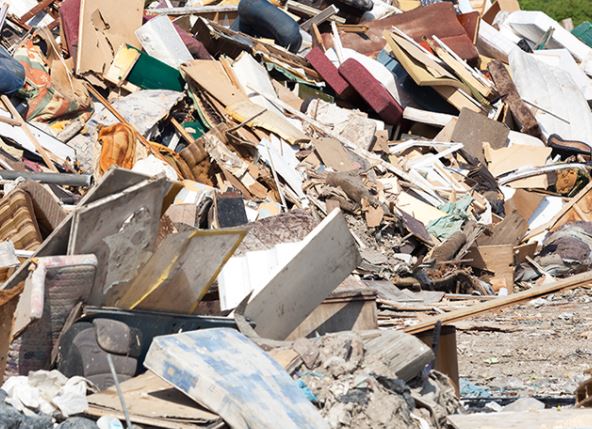 Pile of household debris after a flood