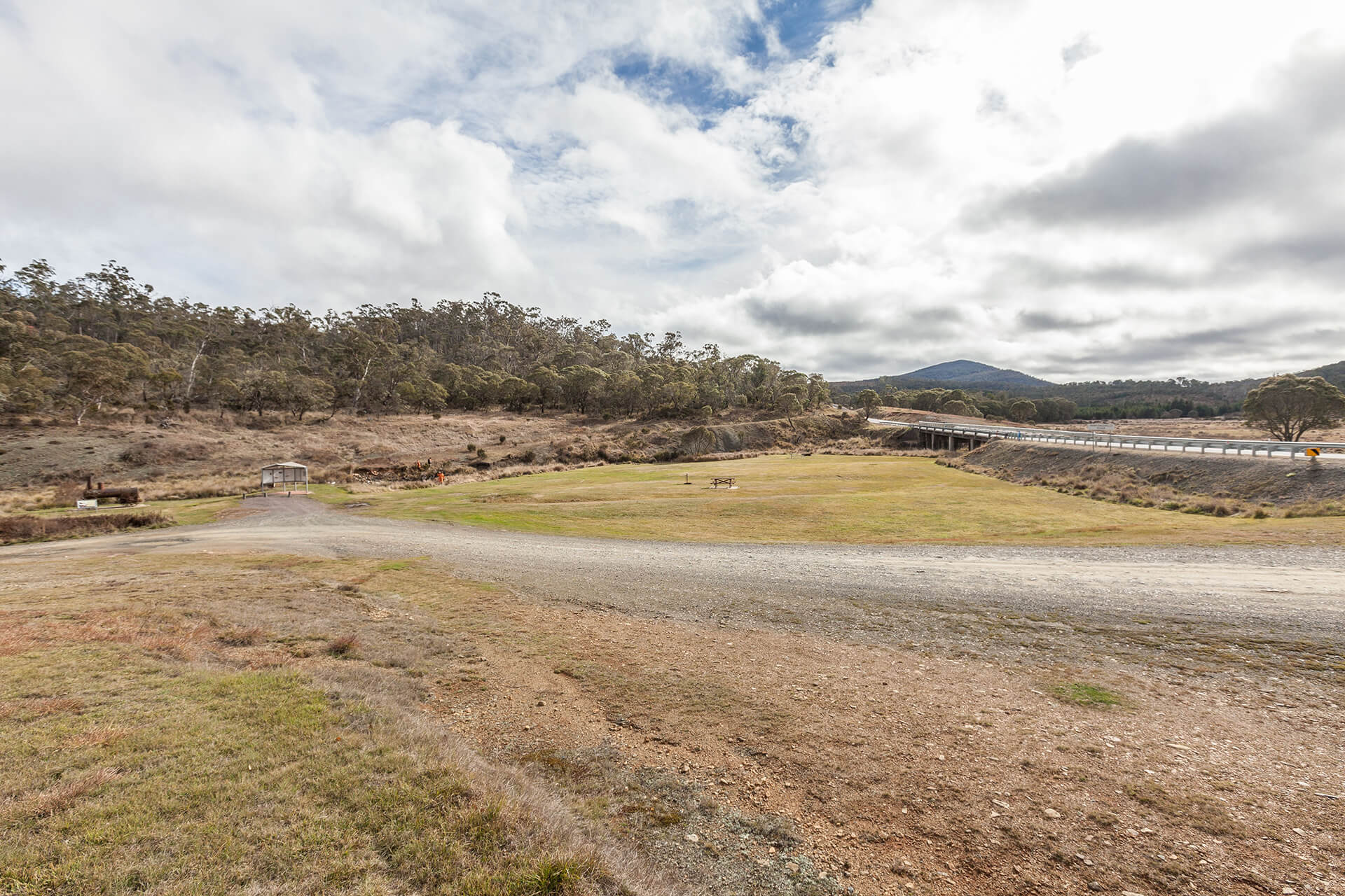 Site of Yarrangobilly township, with road in background