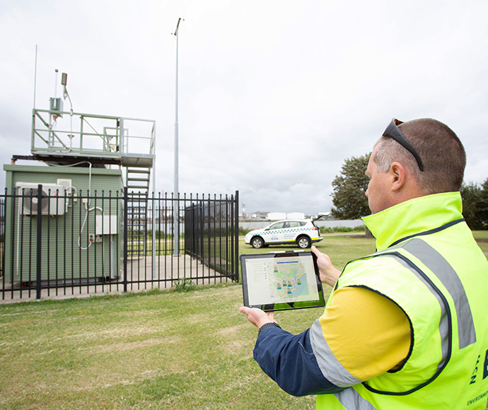 A male EPA officer on-site inspection