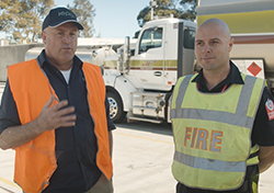 EPA staff member talking to Fire and Rescue staff