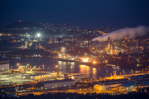 Views across the Illawarra from Mt Keira including steel industry