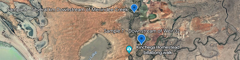 Menindee fish kill sampling sites 30 March 2023