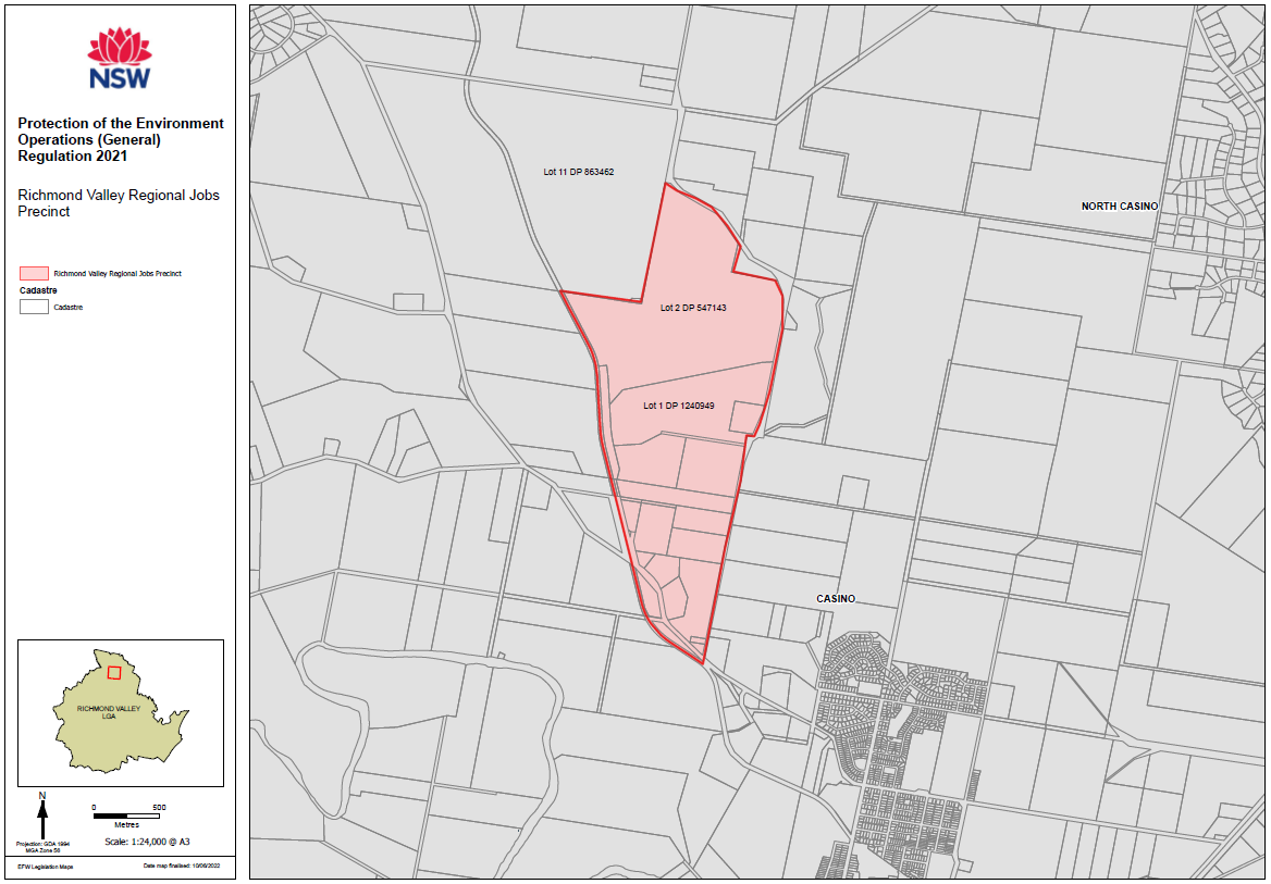 map showing the Richmond Valley regional jobs precinct